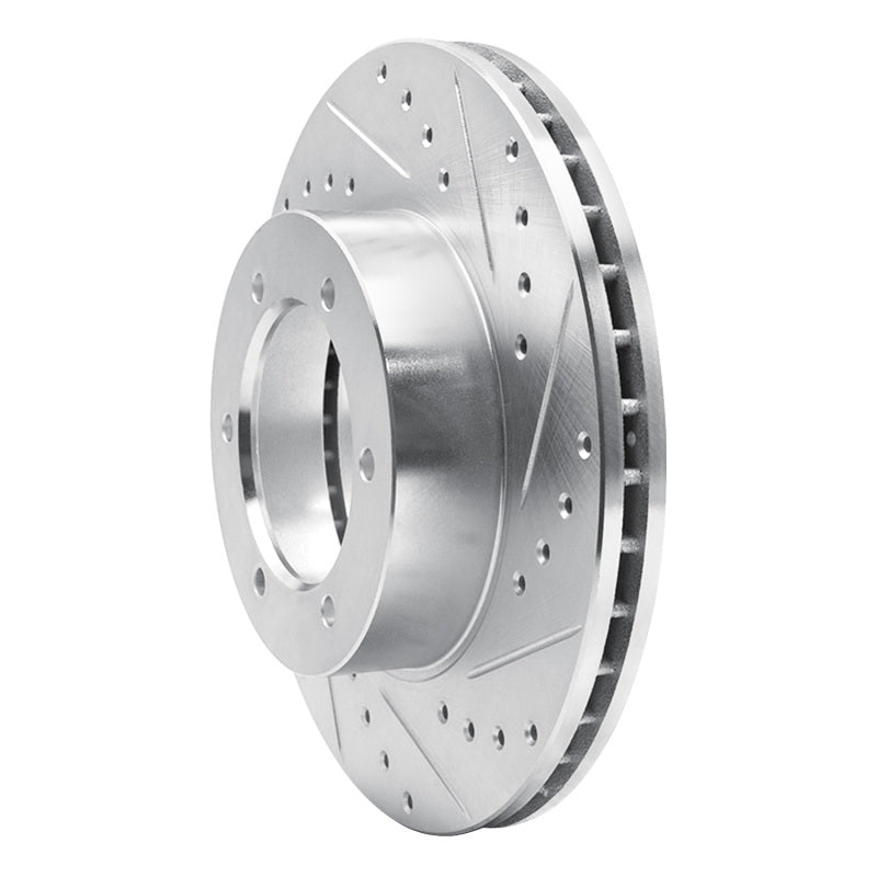 R1 91-98 Toyota 4Runner Front Right Drilled & Slotted Silver Brake Rotor-Brake Rotors - Slot & Drilled-Grocery Getter Performance