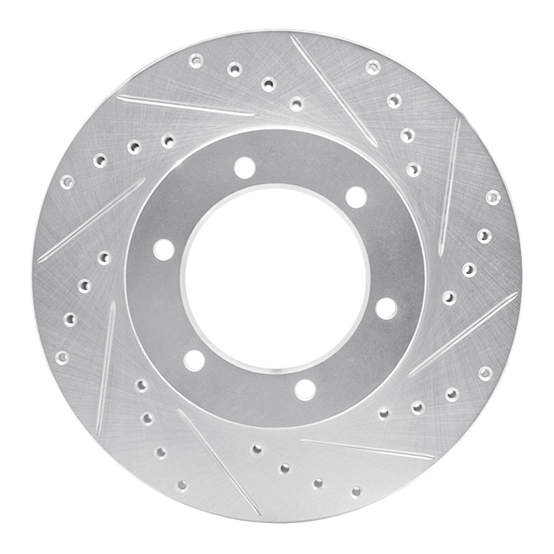 R1 91-98 Toyota 4Runner Front Right Drilled & Slotted Silver Brake Rotor-Brake Rotors - Slot & Drilled-Grocery Getter Performance