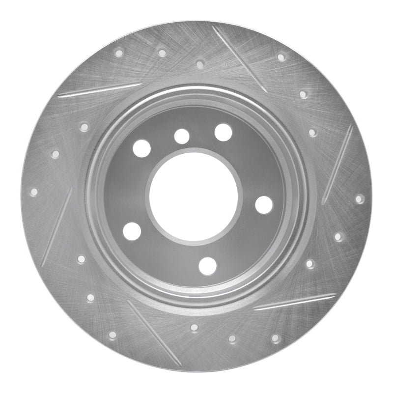 R1 91-99 BMW 323I Rear Left Drilled & Slotted Silver Brake Rotor-Brake Rotors - Slot & Drilled-Grocery Getter Performance