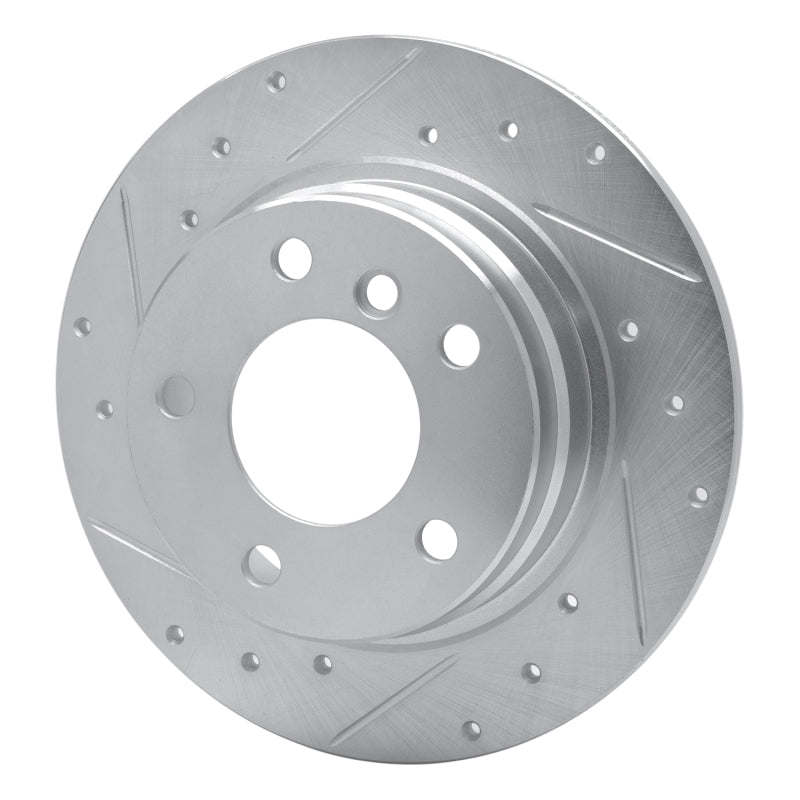 R1 91-99 BMW 323I Rear Left Drilled & Slotted Silver Brake Rotor-Brake Rotors - Slot & Drilled-Grocery Getter Performance