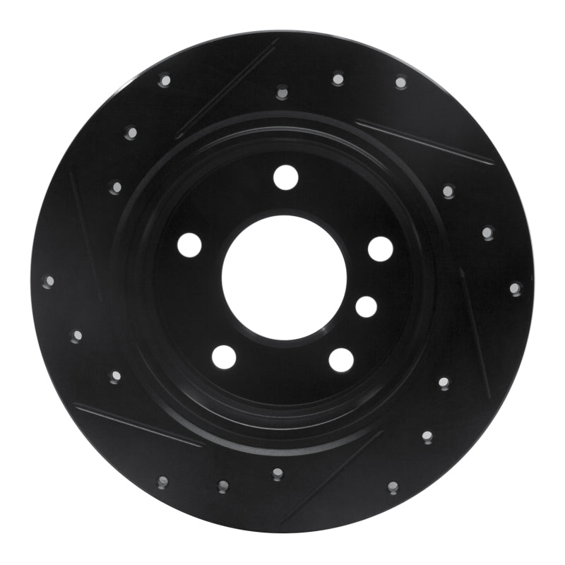 R1 91-99 BMW 323I Rear Right Drilled & Slotted Black Brake Rotor-Brake Rotors - Slot & Drilled-Grocery Getter Performance