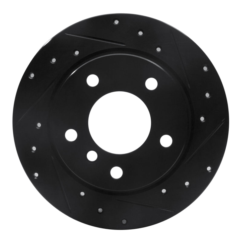 R1 91-99 BMW 323I Rear Right Drilled & Slotted Black Brake Rotor-Brake Rotors - Slot & Drilled-Grocery Getter Performance
