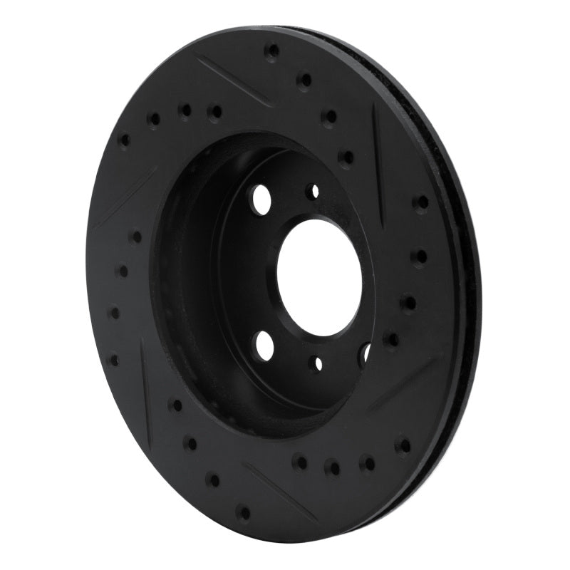 R1 91-99 Toyota Paseo Front Left Drilled & Slotted Black Brake Rotor-Brake Rotors - Slot & Drilled-Grocery Getter Performance