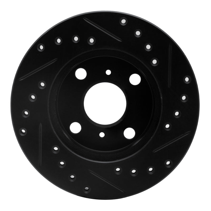 R1 91-99 Toyota Paseo Front Left Drilled & Slotted Black Brake Rotor-Brake Rotors - Slot & Drilled-Grocery Getter Performance
