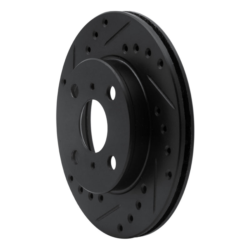 R1 91-99 Toyota Paseo Front Left Drilled & Slotted Black Brake Rotor-Brake Rotors - Slot & Drilled-Grocery Getter Performance