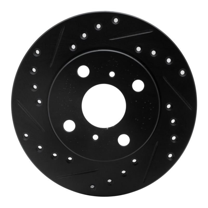 R1 91-99 Toyota Paseo Front Left Drilled & Slotted Black Brake Rotor-Brake Rotors - Slot & Drilled-Grocery Getter Performance