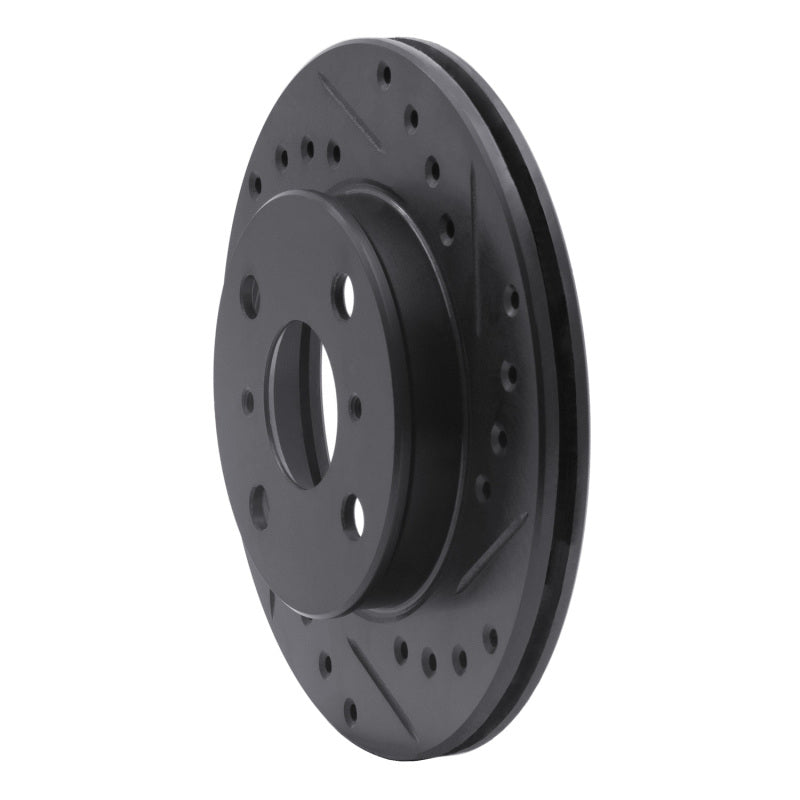 R1 91-99 Toyota Paseo Front Right Drilled & Slotted Black Brake Rotor-Brake Rotors - Slot & Drilled-Grocery Getter Performance