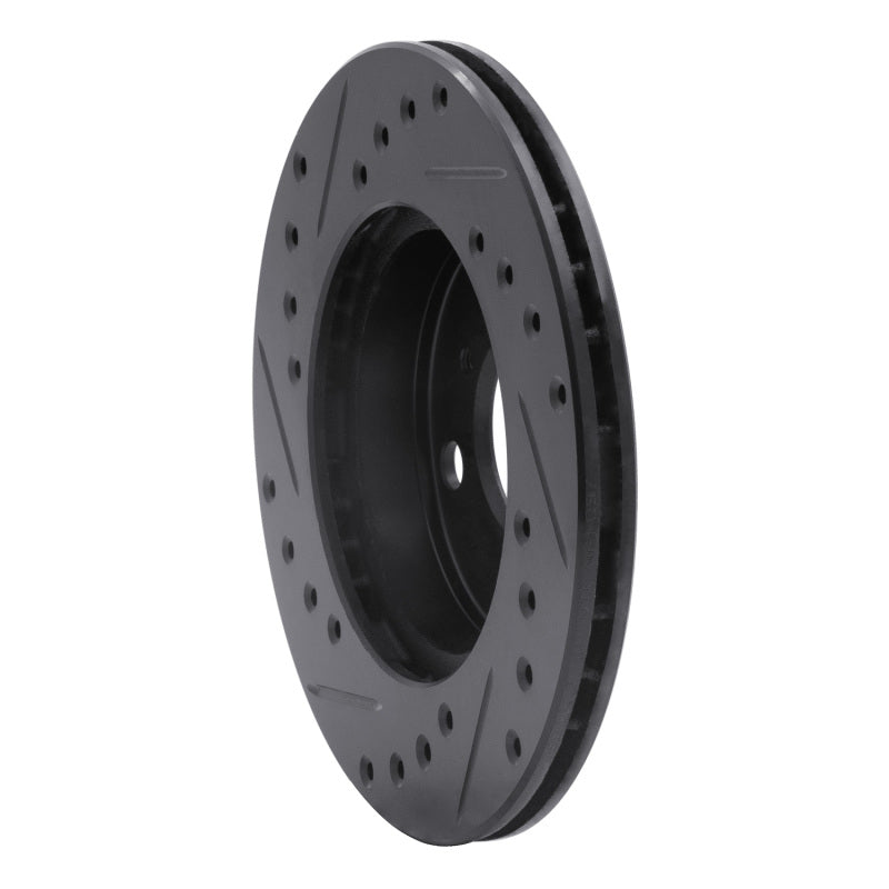 R1 91-99 Toyota Paseo Front Right Drilled & Slotted Black Brake Rotor-Brake Rotors - Slot & Drilled-Grocery Getter Performance