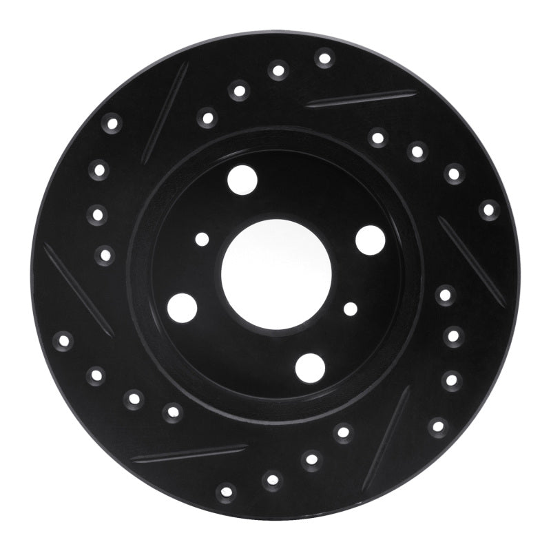 R1 91-99 Toyota Paseo Front Right Drilled & Slotted Black Brake Rotor-Brake Rotors - Slot & Drilled-Grocery Getter Performance