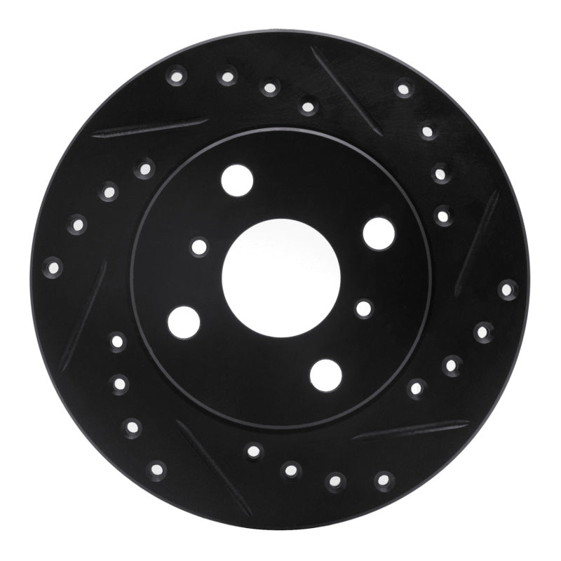 R1 91-99 Toyota Paseo Front Right Drilled & Slotted Black Brake Rotor-Brake Rotors - Slot & Drilled-Grocery Getter Performance