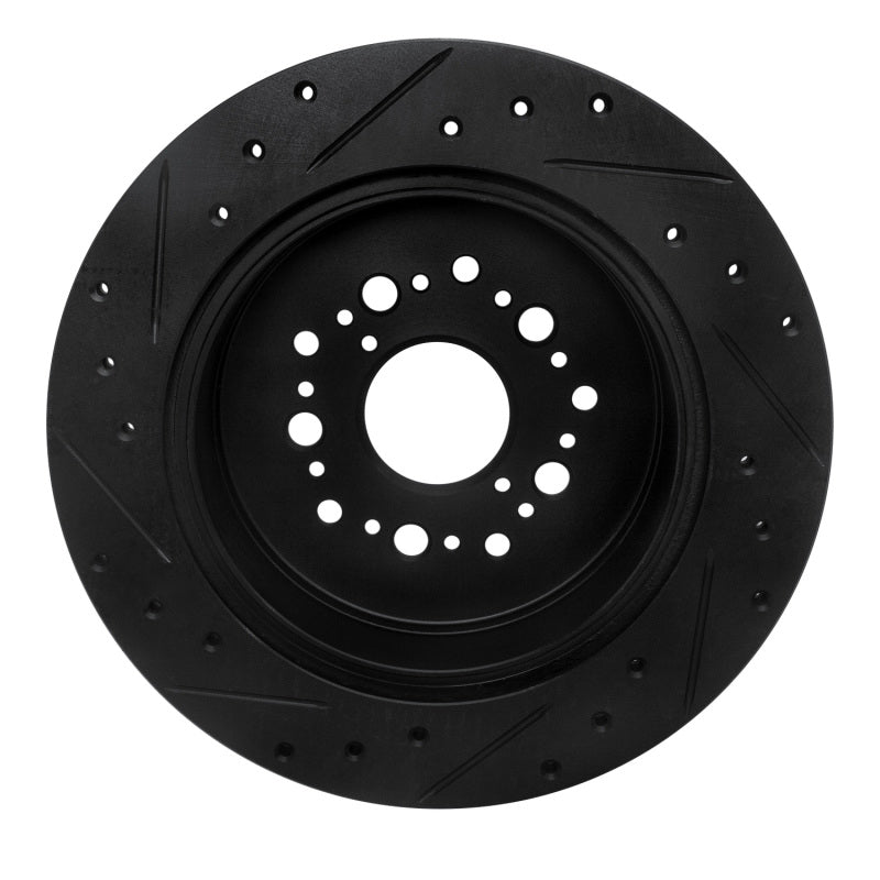 R1 92-00 Lexus GS300 Rear Right Drilled & Slotted Black Brake Rotor-Brake Rotors - Slot & Drilled-Grocery Getter Performance