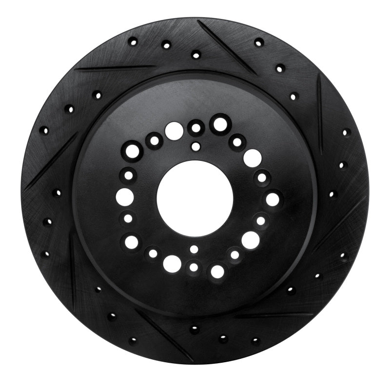 R1 92-00 Lexus GS300 Rear Right Drilled & Slotted Black Brake Rotor-Brake Rotors - Slot & Drilled-Grocery Getter Performance