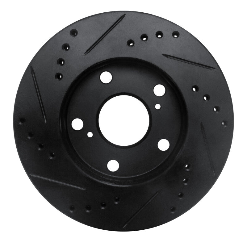 R1 92-01 Toyota Camry Front Right Drilled & Slotted Black Brake Rotor-Brake Rotors - Slot & Drilled-Grocery Getter Performance