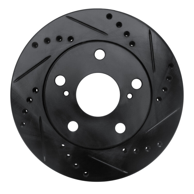 R1 92-01 Toyota Camry Front Right Drilled & Slotted Black Brake Rotor-Brake Rotors - Slot & Drilled-Grocery Getter Performance