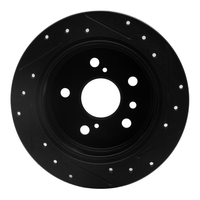R1 92-03 Lexus ES300 Rear Left Drilled & Slotted Black Brake Rotor-Brake Rotors - Slot & Drilled-Grocery Getter Performance