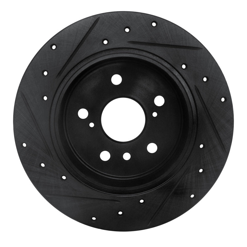 R1 92-03 Lexus ES300 Rear Right Drilled & Slotted Black Brake Rotor-Brake Rotors - Slot & Drilled-Grocery Getter Performance