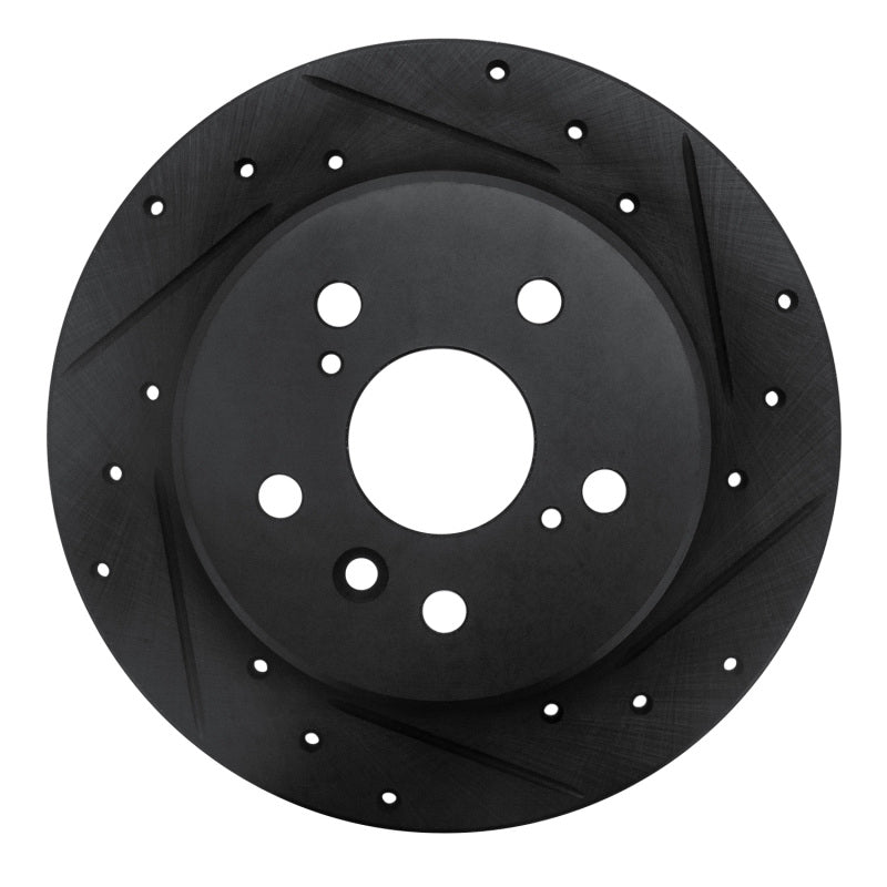 R1 92-03 Lexus ES300 Rear Right Drilled & Slotted Black Brake Rotor-Brake Rotors - Slot & Drilled-Grocery Getter Performance