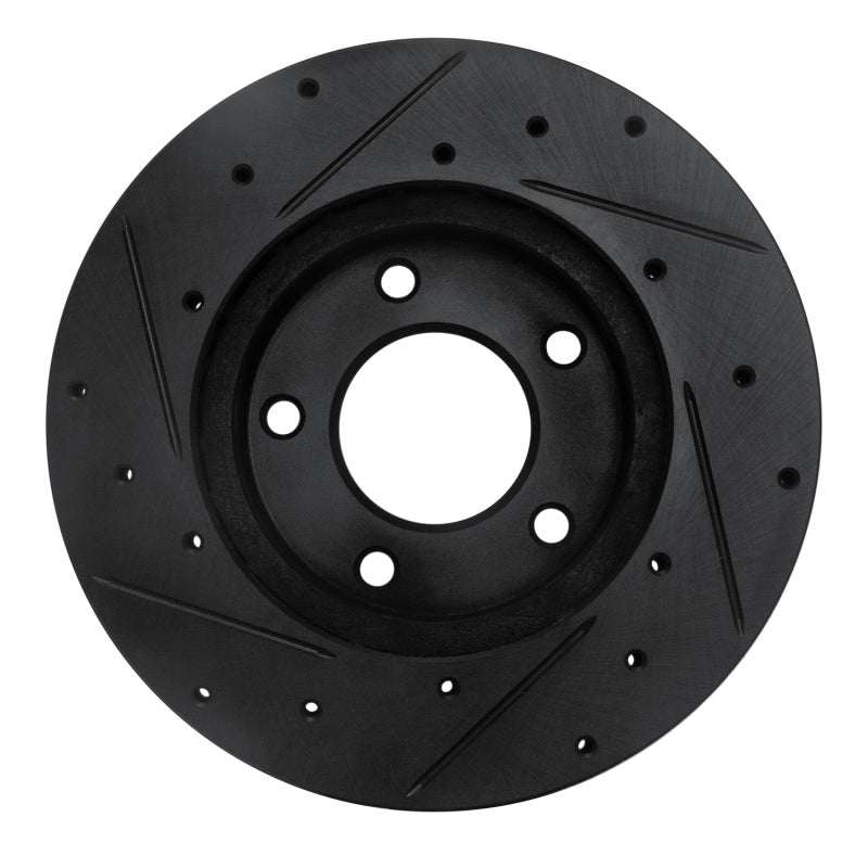 R1 92-03 Mazda 626 Front Right Drilled & Slotted Black Brake Rotor-Brake Rotors - Slot & Drilled-Grocery Getter Performance