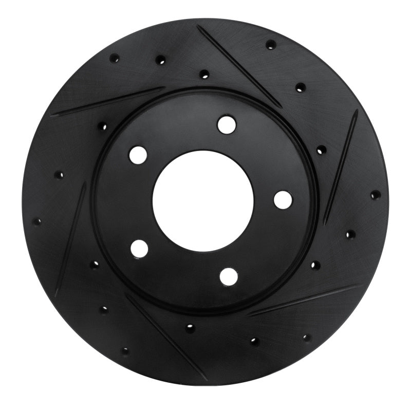 R1 92-03 Mazda 626 Front Right Drilled & Slotted Black Brake Rotor-Brake Rotors - Slot & Drilled-Grocery Getter Performance