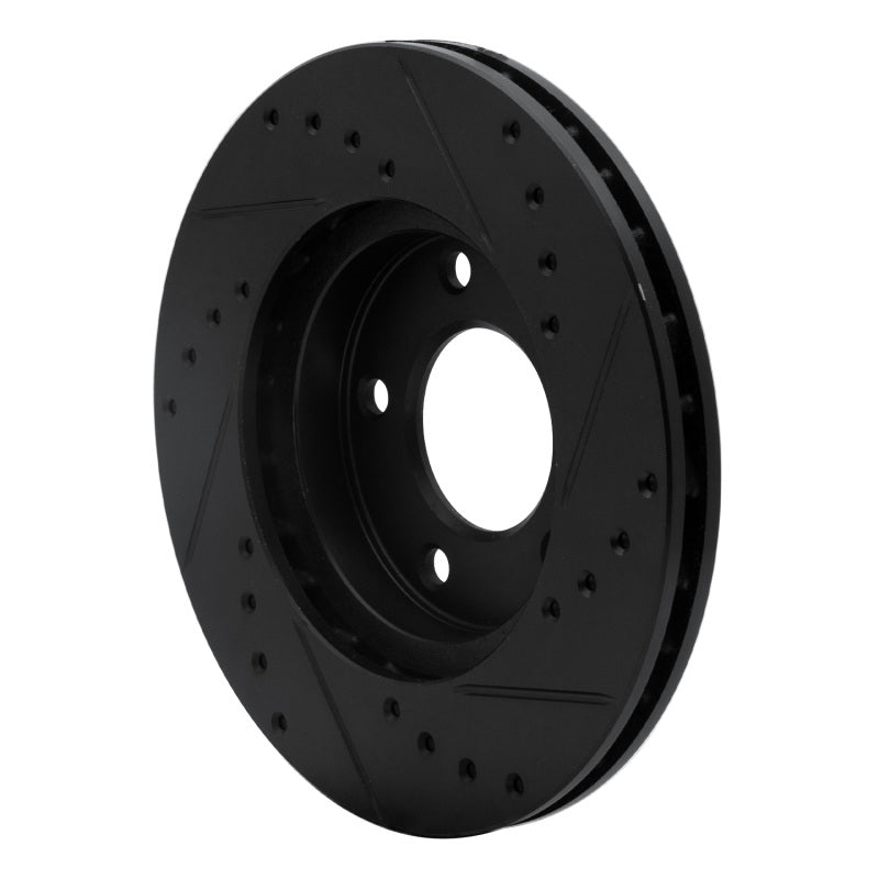 R1 92-03 Mazda 929 Front Left Drilled & Slotted Black Brake Rotor-Brake Rotors - Slot & Drilled-Grocery Getter Performance