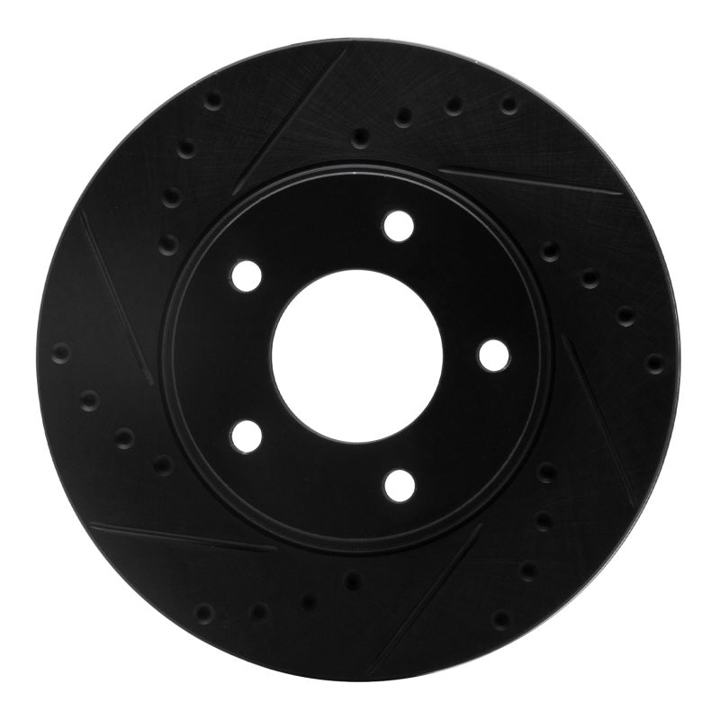 R1 92-03 Mazda 929 Front Left Drilled & Slotted Black Brake Rotor-Brake Rotors - Slot & Drilled-Grocery Getter Performance