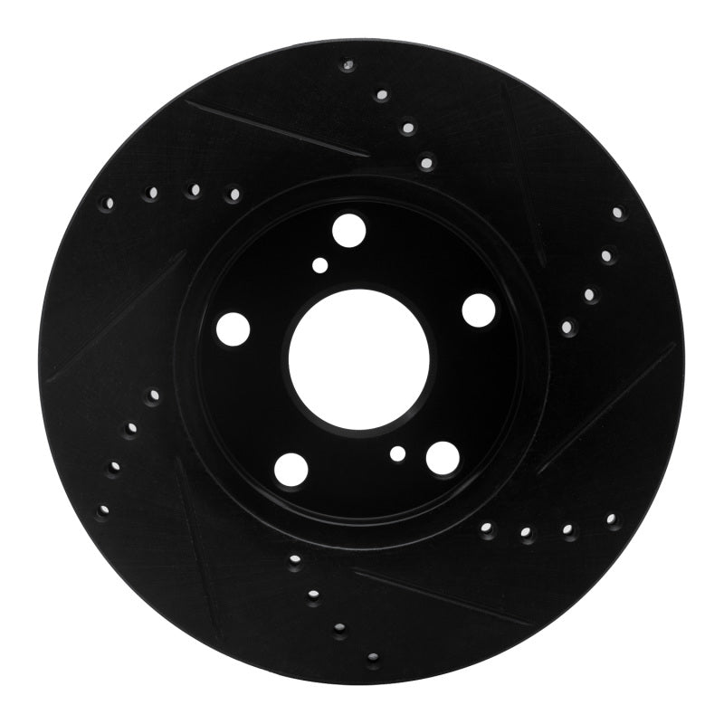 R1 92-06 Lexus ES300 Front Left Drilled & Slotted Black Brake Rotor-Brake Rotors - Slot & Drilled-Grocery Getter Performance