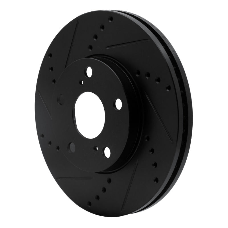R1 92-06 Lexus ES300 Front Left Drilled & Slotted Black Brake Rotor-Brake Rotors - Slot & Drilled-Grocery Getter Performance