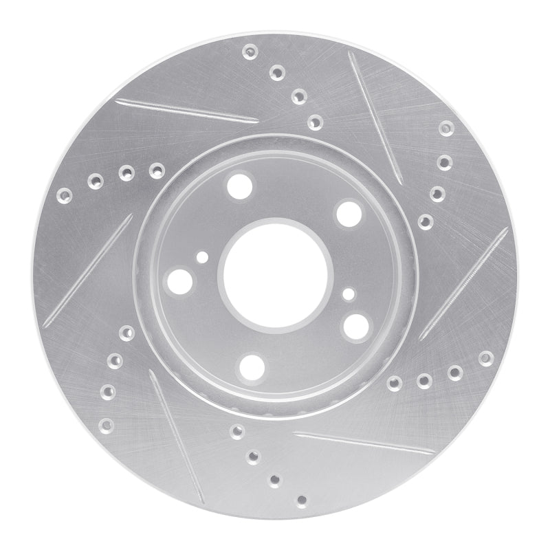 R1 92-06 Lexus ES300 Front Left Drilled & Slotted Silver Brake Rotor-Brake Rotors - Slot & Drilled-Grocery Getter Performance