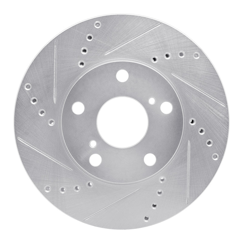 R1 92-06 Lexus ES300 Front Left Drilled & Slotted Silver Brake Rotor-Brake Rotors - Slot & Drilled-Grocery Getter Performance