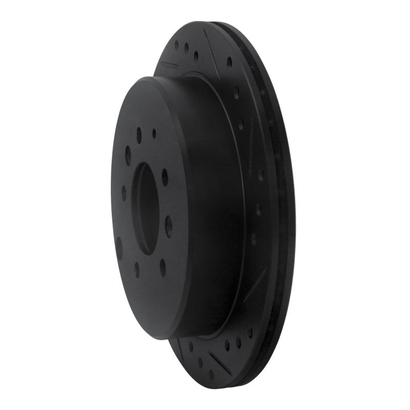 R1 92-06 Mazda 929 Rear Right Drilled & Slotted Black Brake Rotor-Brake Rotors - Slot & Drilled-Grocery Getter Performance