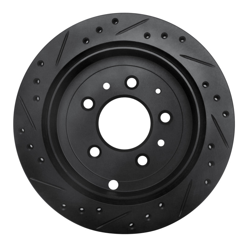 R1 92-06 Mazda 929 Rear Right Drilled & Slotted Black Brake Rotor-Brake Rotors - Slot & Drilled-Grocery Getter Performance