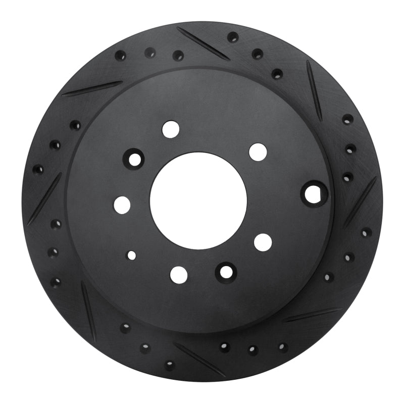 R1 92-06 Mazda 929 Rear Right Drilled & Slotted Black Brake Rotor-Brake Rotors - Slot & Drilled-Grocery Getter Performance
