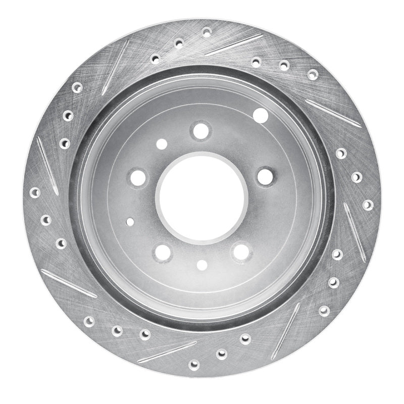 R1 92-06 Mazda MPV Rear Right Drilled & Slotted Silver Brake Rotor-Brake Rotors - Slot & Drilled-Grocery Getter Performance