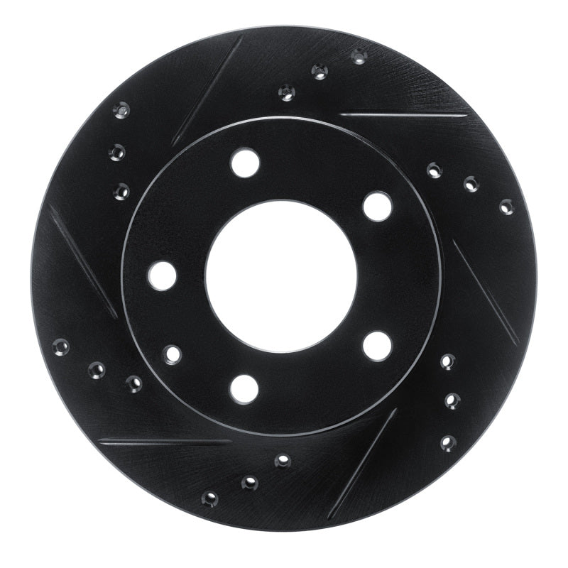 R1 92-93 Mazda MPV Front Left Drilled & Slotted Black Brake Rotor-Brake Rotors - Slot & Drilled-Grocery Getter Performance