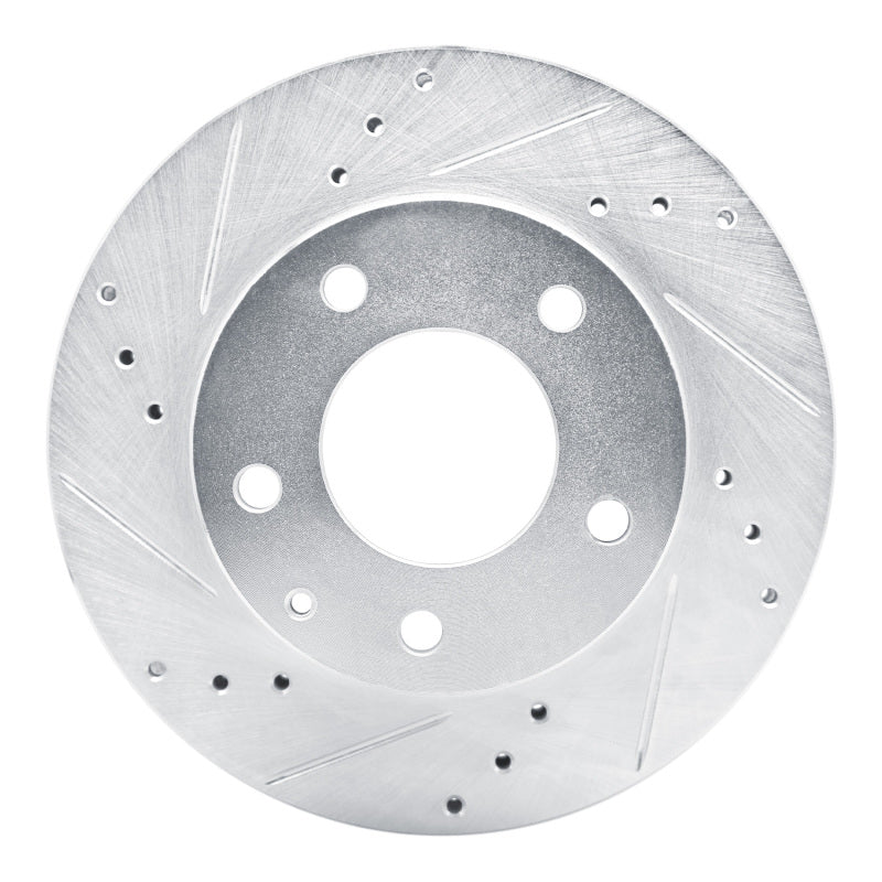 R1 92-93 Mazda MPV Front Left Drilled & Slotted Silver Brake Rotor-Brake Rotors - Slot & Drilled-Grocery Getter Performance