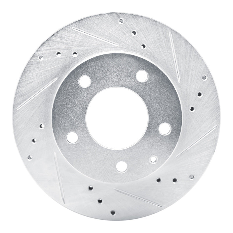 R1 92-93 Mazda MPV Front Right Drilled & Slotted Silver Brake Rotor-Brake Rotors - Slot & Drilled-Grocery Getter Performance