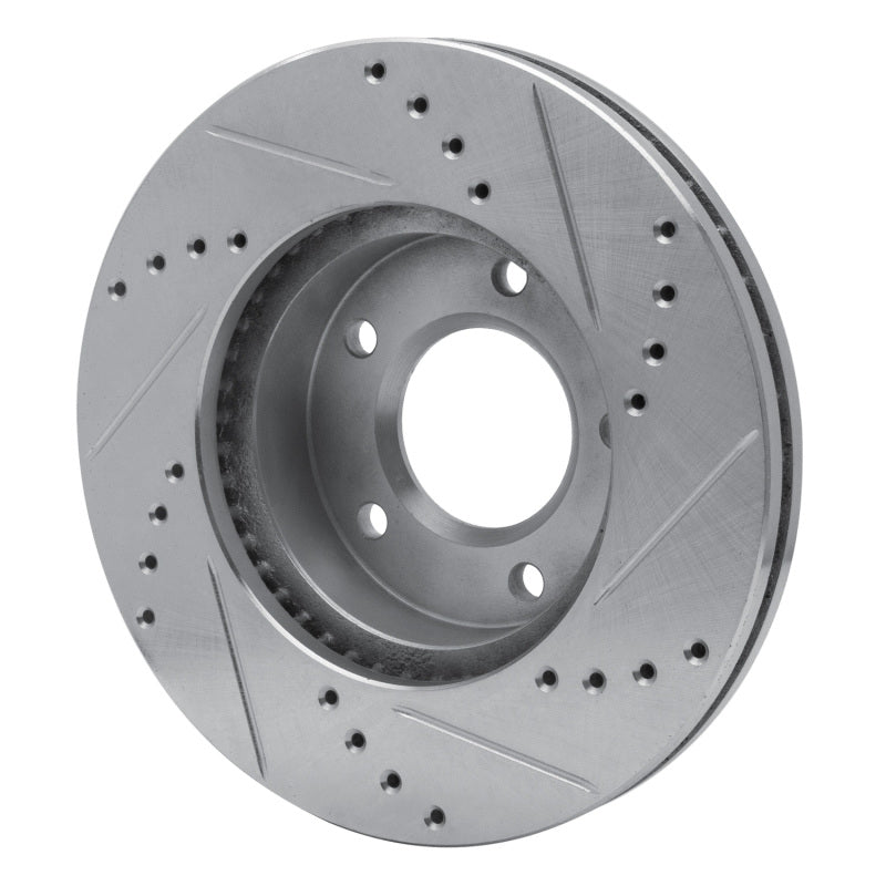 R1 92-95 Mazda MPV Front Left Drilled & Slotted Silver Brake Rotor-Brake Rotors - Slot & Drilled-Grocery Getter Performance