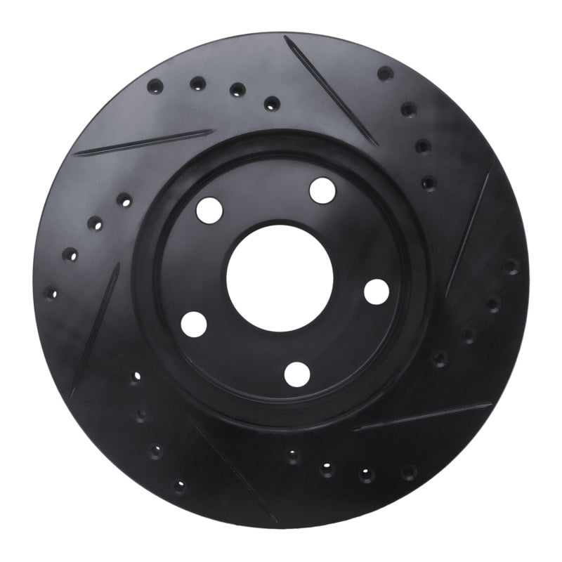 R1 92-95 Toyota MR2 Front Left Drilled & Slotted Black Brake Rotor-Brake Rotors - Slot & Drilled-Grocery Getter Performance