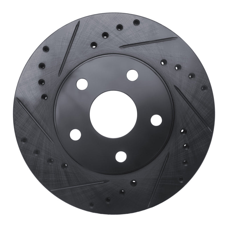 R1 92-95 Toyota MR2 Front Left Drilled & Slotted Black Brake Rotor-Brake Rotors - Slot & Drilled-Grocery Getter Performance