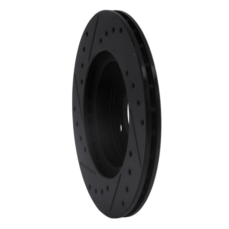 R1 92-95 Toyota Paseo Front Right Drilled & Slotted Black Brake Rotor-Brake Rotors - Slot & Drilled-Grocery Getter Performance