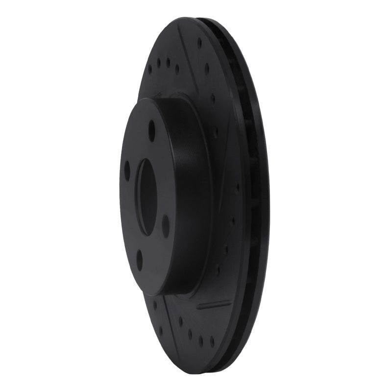 R1 92-95 Toyota Paseo Front Right Drilled & Slotted Black Brake Rotor-Brake Rotors - Slot & Drilled-Grocery Getter Performance