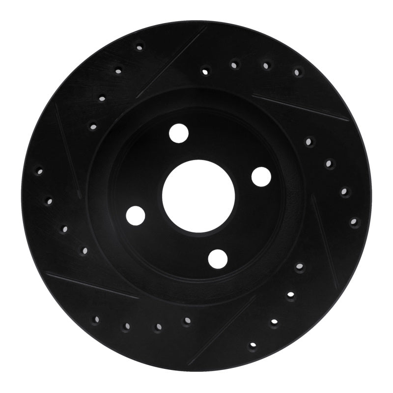 R1 92-95 Toyota Paseo Front Right Drilled & Slotted Black Brake Rotor-Brake Rotors - Slot & Drilled-Grocery Getter Performance
