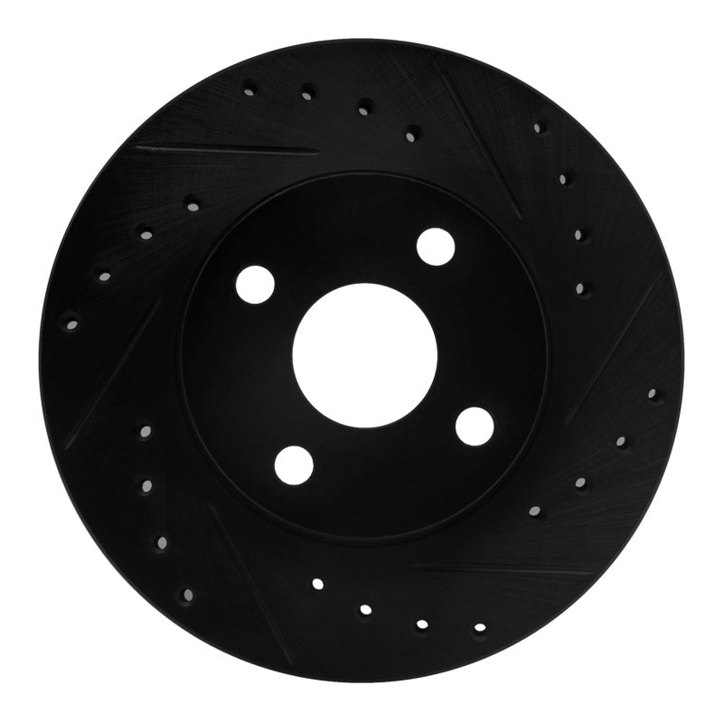 R1 92-95 Toyota Paseo Front Right Drilled & Slotted Black Brake Rotor-Brake Rotors - Slot & Drilled-Grocery Getter Performance