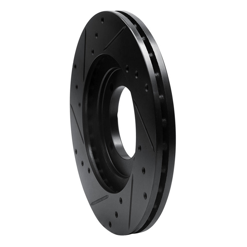 R1 92-98 Hyundai Elantra Front Right Drilled & Slotted Black Brake Rotor-Brake Rotors - Slot & Drilled-Grocery Getter Performance