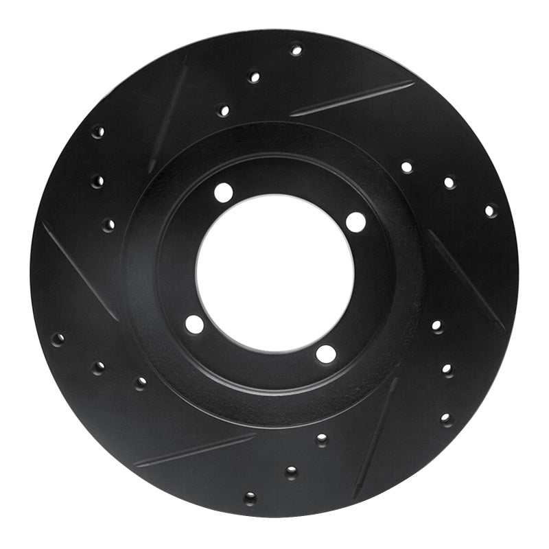 R1 92-98 Hyundai Elantra Front Right Drilled & Slotted Black Brake Rotor-Brake Rotors - Slot & Drilled-Grocery Getter Performance