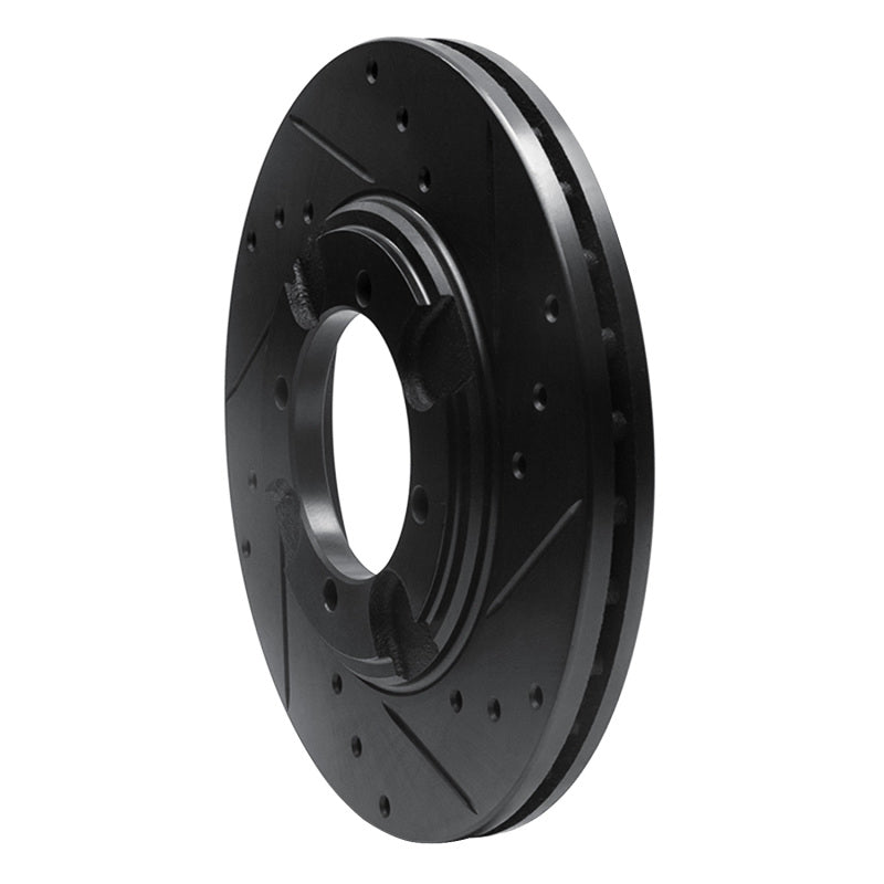 R1 92-98 Hyundai Elantra Front Right Drilled & Slotted Black Brake Rotor-Brake Rotors - Slot & Drilled-Grocery Getter Performance