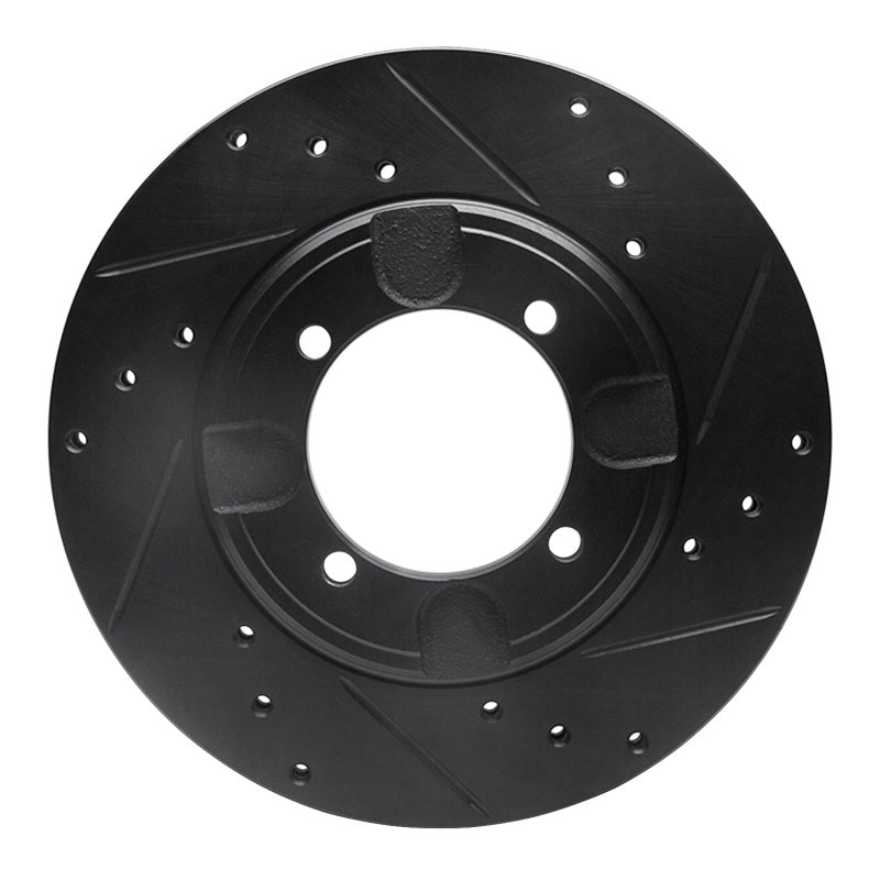 R1 92-98 Hyundai Elantra Front Right Drilled & Slotted Black Brake Rotor-Brake Rotors - Slot & Drilled-Grocery Getter Performance