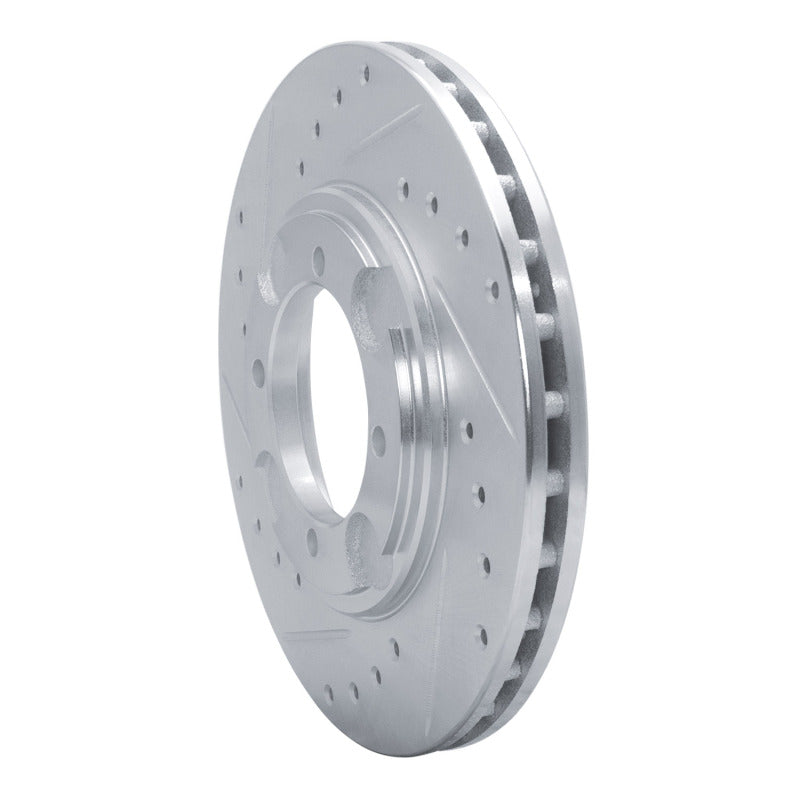 R1 92-98 Hyundai TIBURON Front Left Drilled & Slotted Silver Brake Rotor-Brake Rotors - Slot & Drilled-Grocery Getter Performance