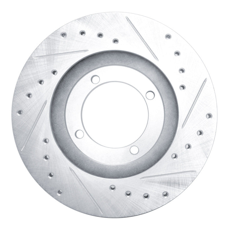 R1 92-98 Hyundai TIBURON Front Left Drilled & Slotted Silver Brake Rotor-Brake Rotors - Slot & Drilled-Grocery Getter Performance