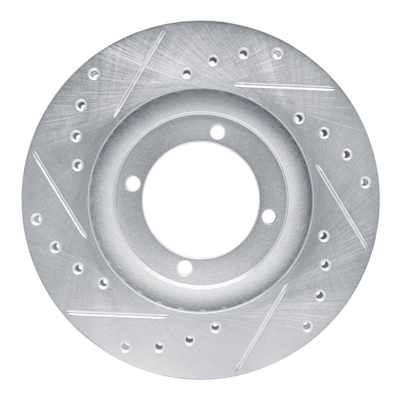 R1 92-98 Hyundai TIBURON Front Right Drilled & Slotted Silver Brake Rotor-Brake Rotors - Slot & Drilled-Grocery Getter Performance